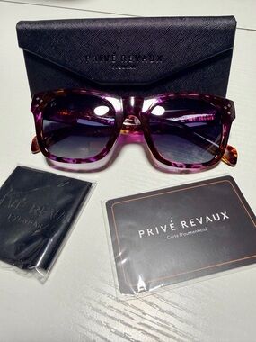 Privé Revaux Women's Purple Tortoiseshell Oversized Sunglasses